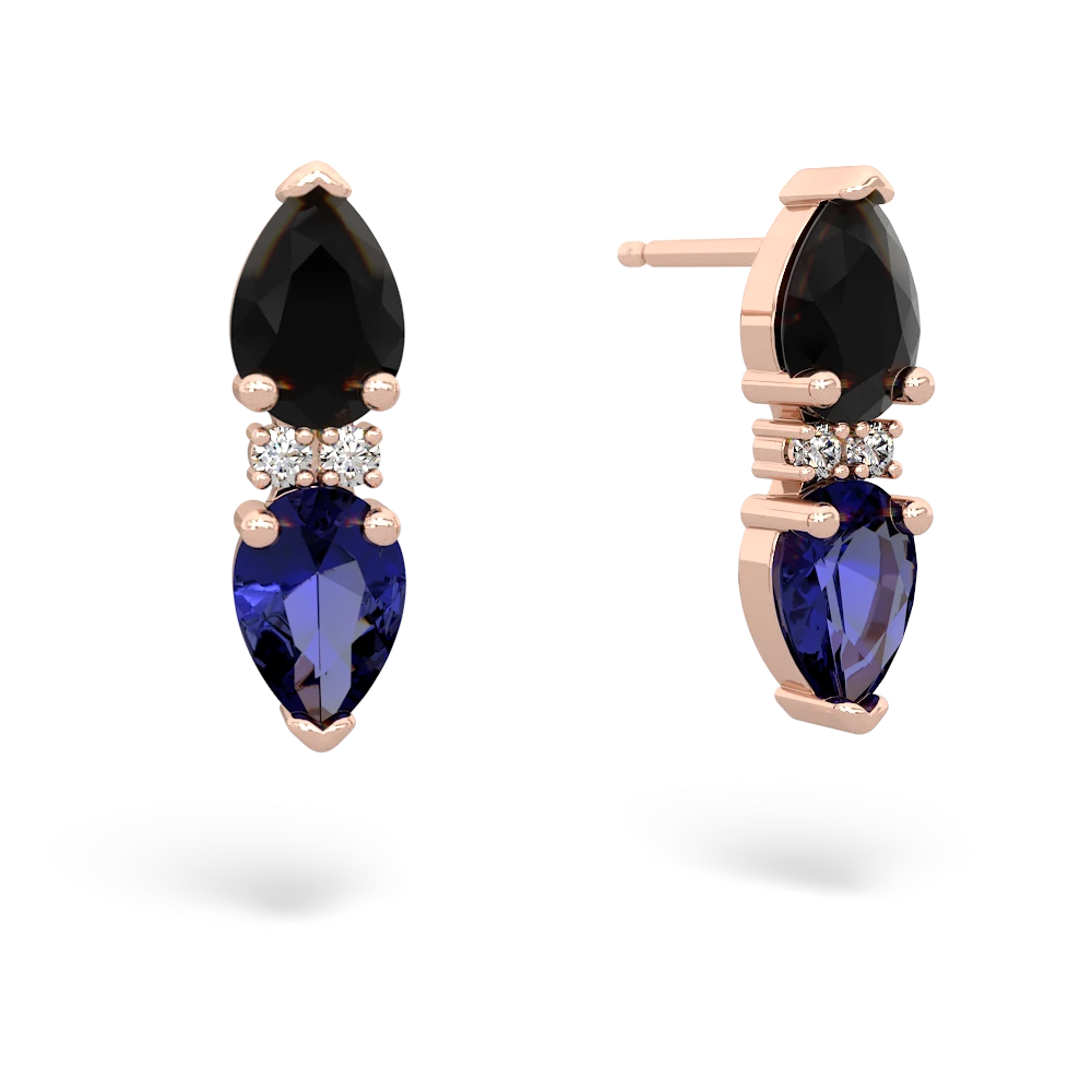 Onyx Bowtie Drop 14K Rose Gold earrings E0865