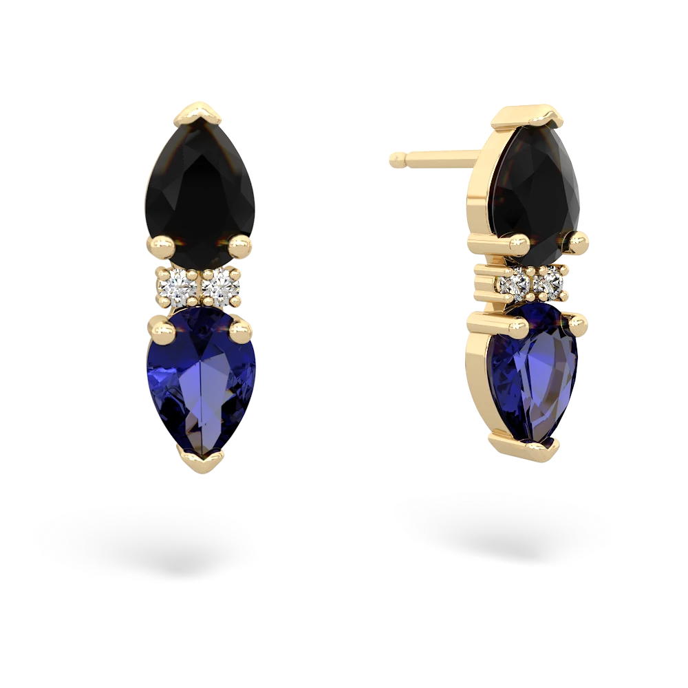 Onyx Bowtie Drop 14K Yellow Gold earrings E0865