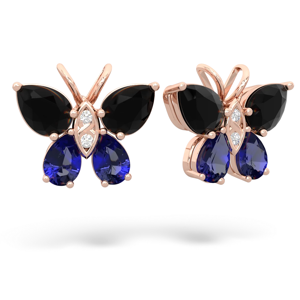 Onyx Butterfly 14K Rose Gold earrings E2215