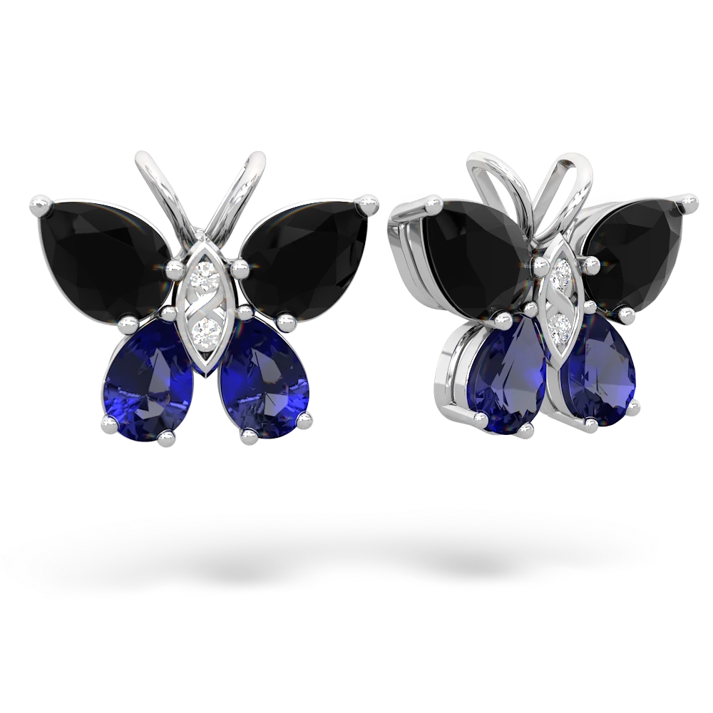 Onyx Butterfly 14K White Gold earrings E2215