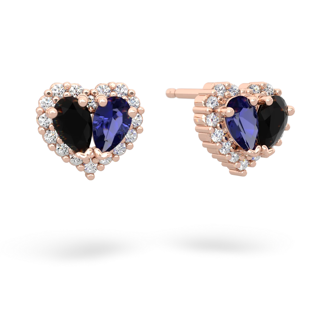 Onyx Halo 14K Rose Gold earrings E7008
