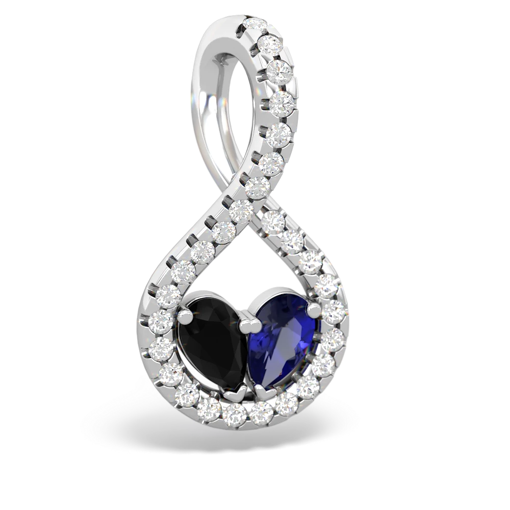 Onyx Pave Twist 'One Heart' 14K White Gold pendant P5360