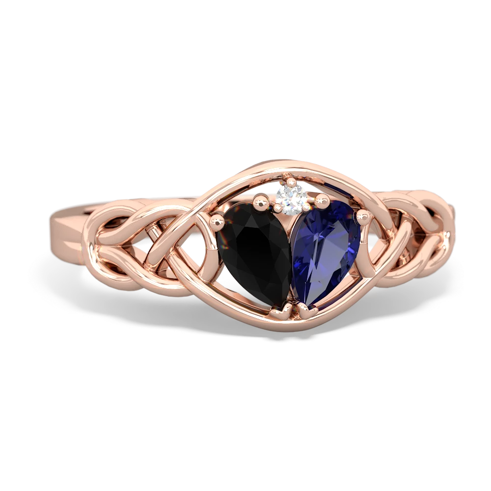 Onyx Celtic Love Knot 14K Rose Gold ring R5420