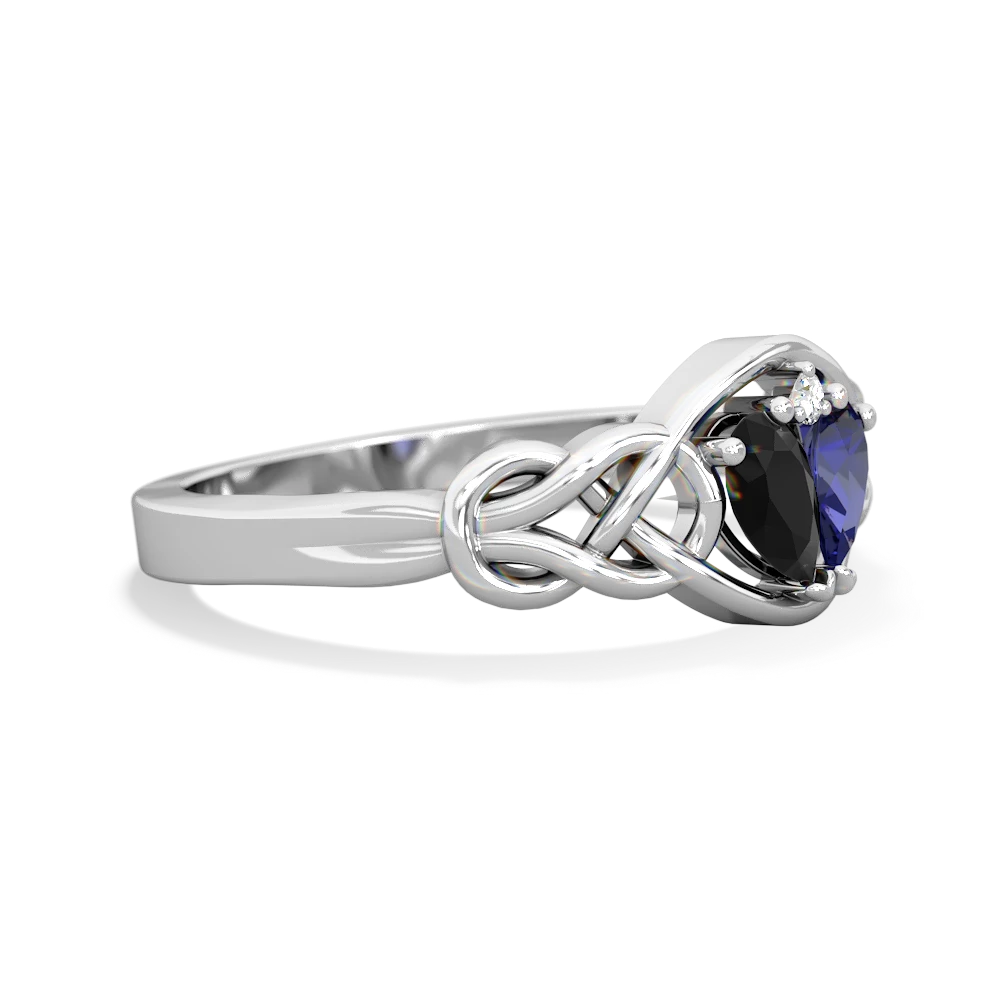 Onyx Celtic Love Knot 14K White Gold ring R5420