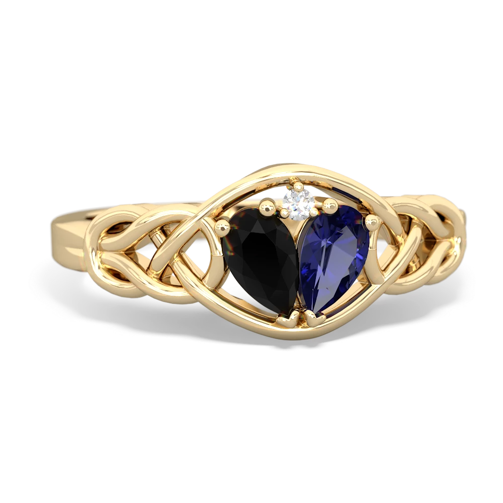 Onyx Celtic Love Knot 14K Yellow Gold ring R5420