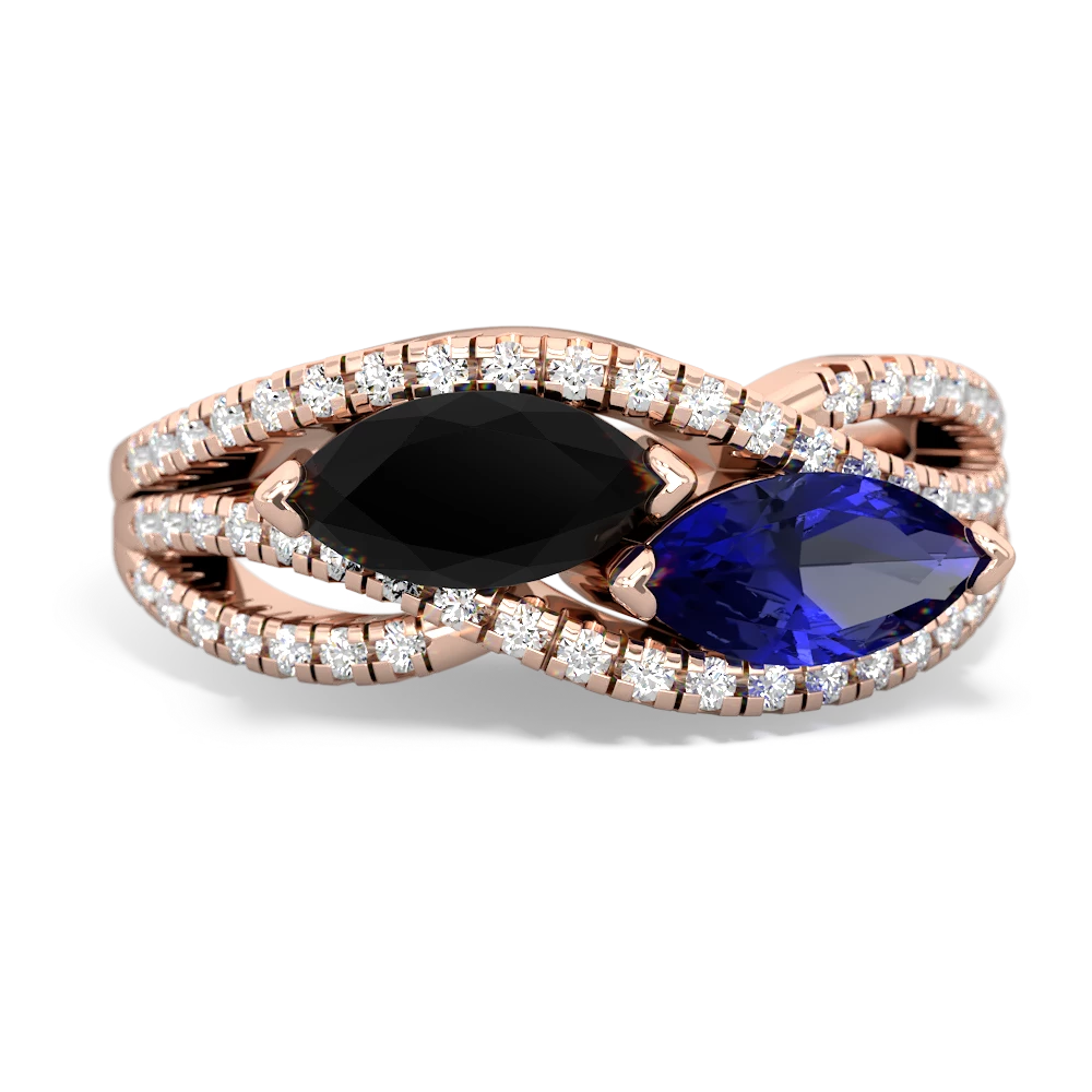 Onyx Diamond Rivers 14K Rose Gold ring R3070