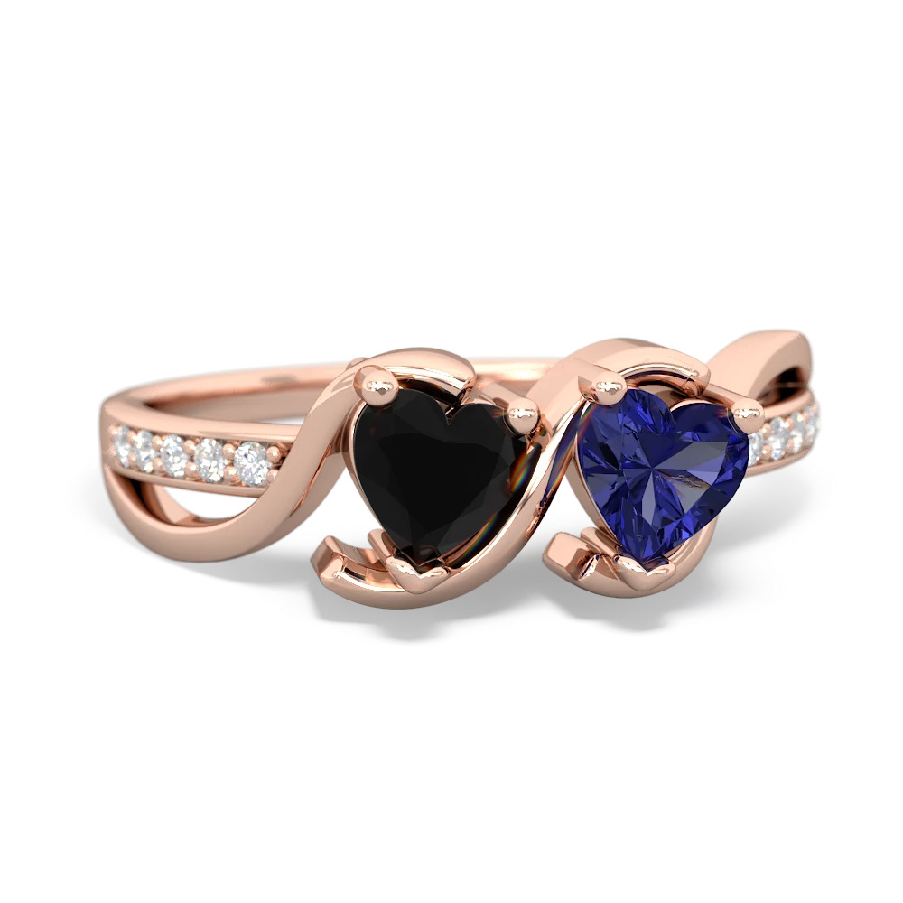 Onyx Side By Side 14K Rose Gold ring R3090