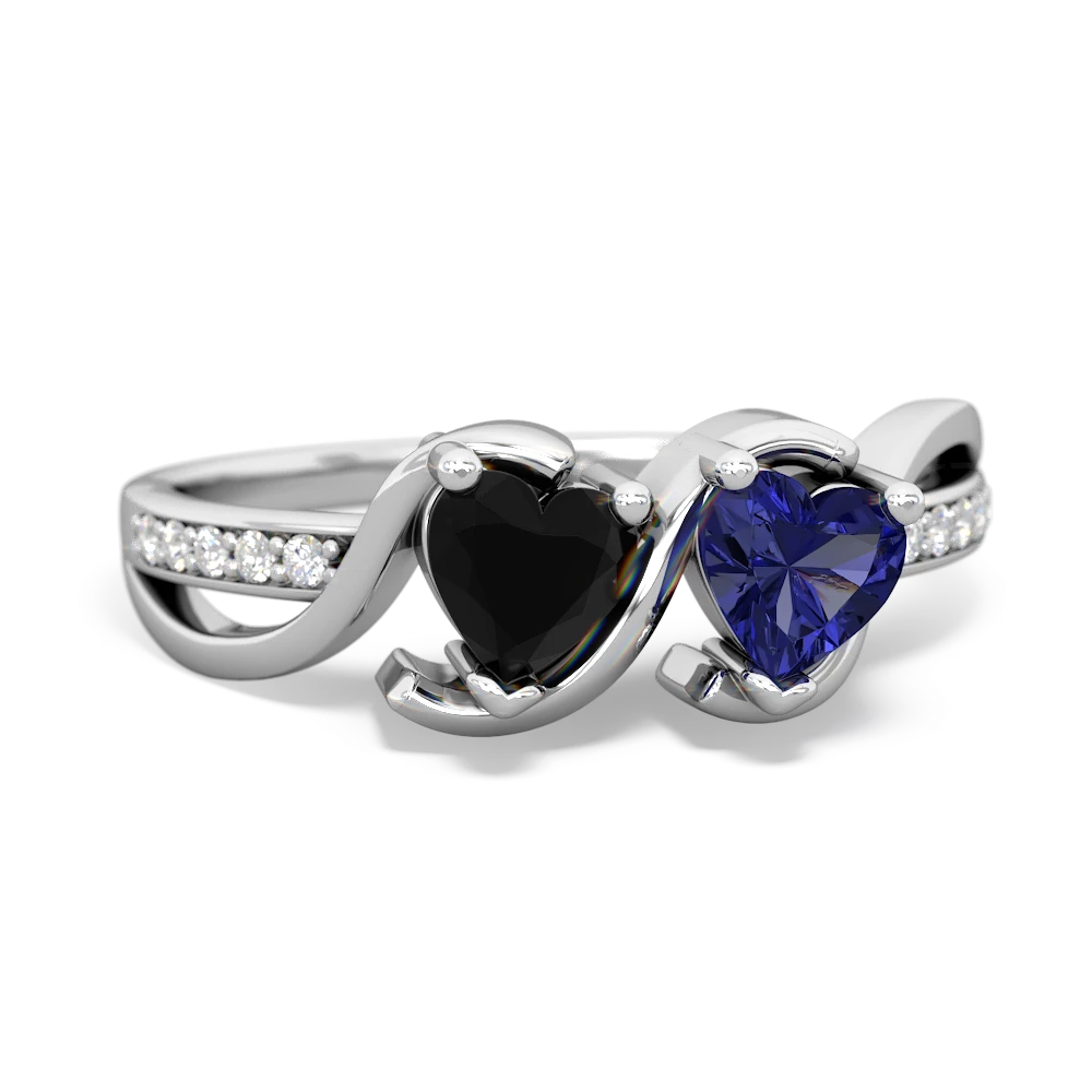 Onyx Side By Side 14K White Gold ring R3090