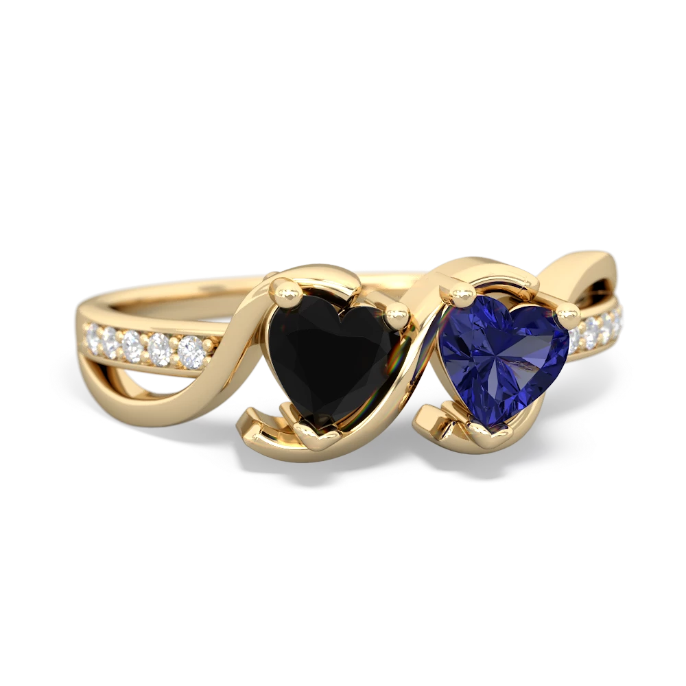 Onyx Side By Side 14K Yellow Gold ring R3090