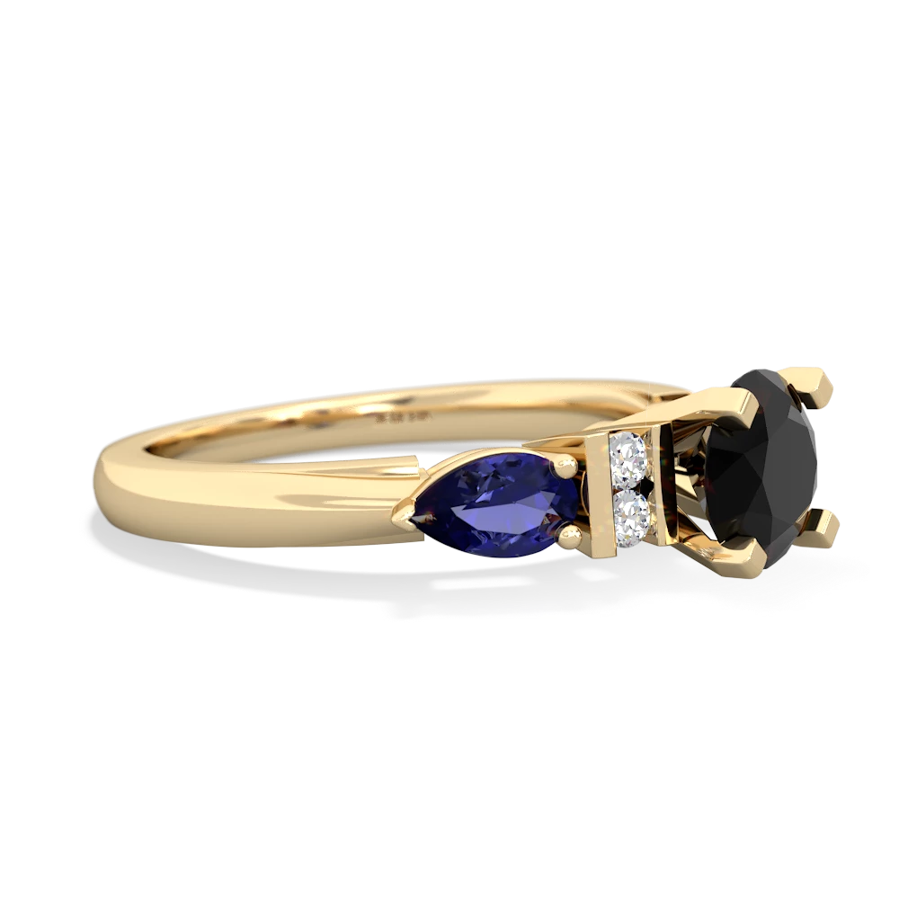 Onyx 6Mm Round Eternal Embrace Engagement 14K Yellow Gold ring R2005