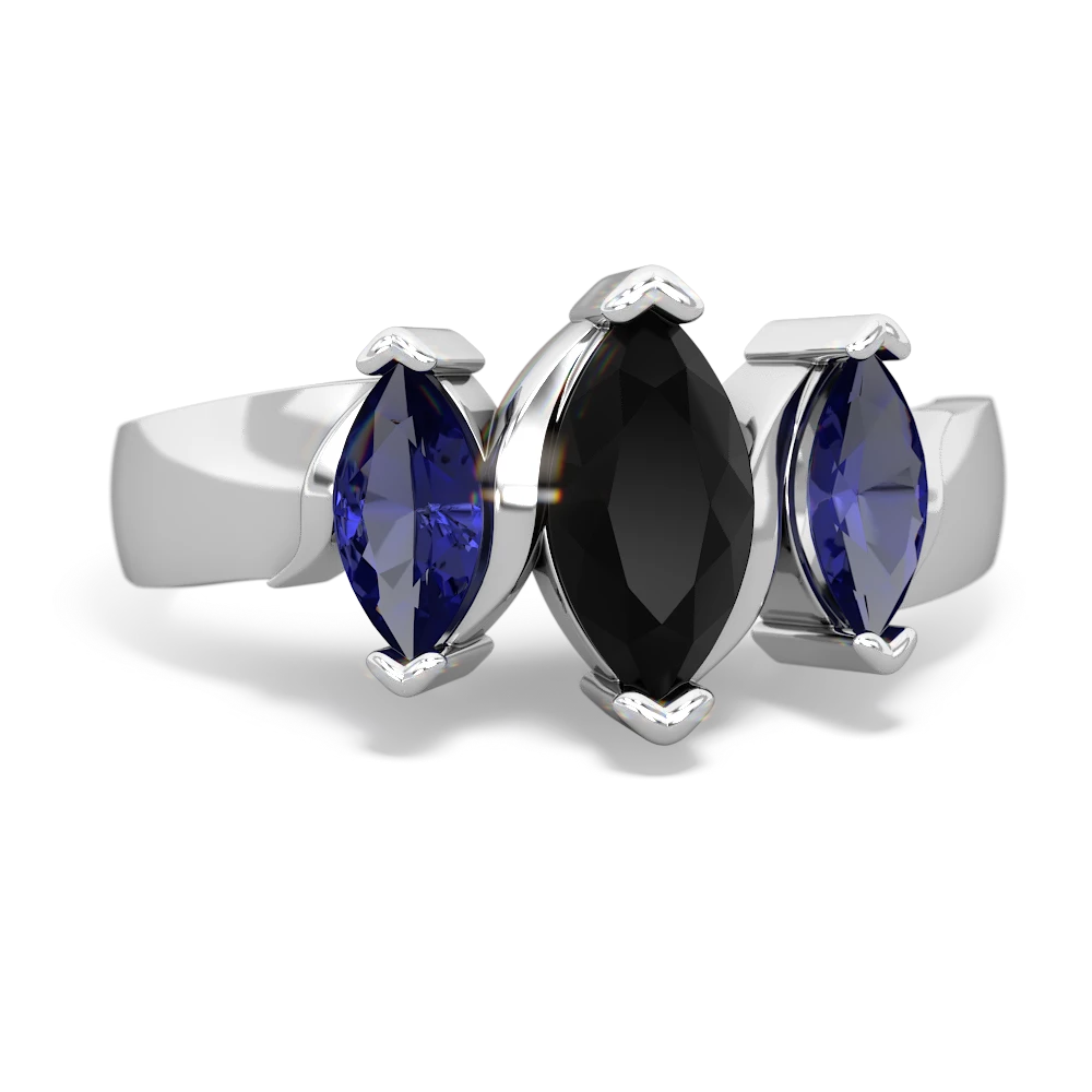 Onyx Three Peeks 14K White Gold ring R2433