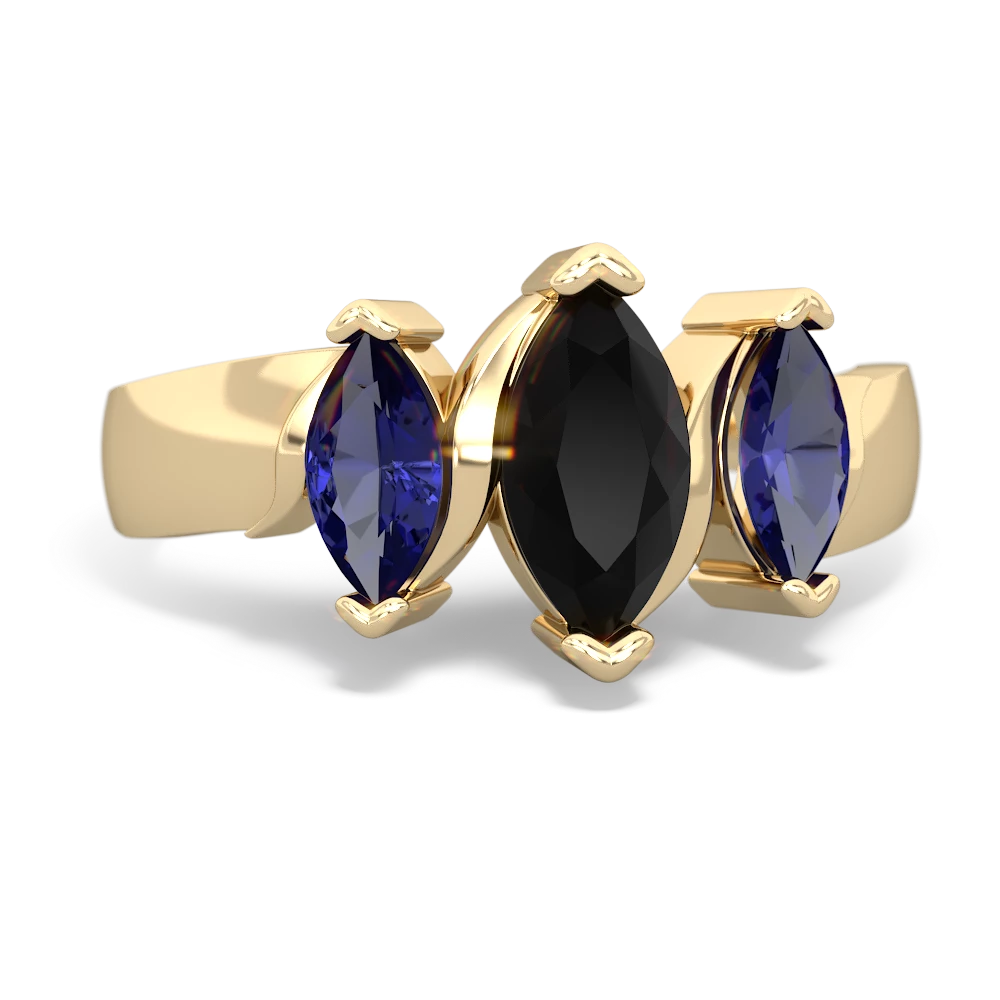 Onyx Three Peeks 14K Yellow Gold ring R2433