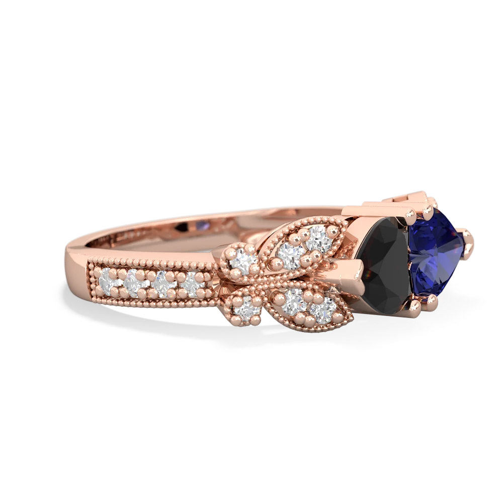 Onyx Diamond Butterflies 14K Rose Gold ring R5601