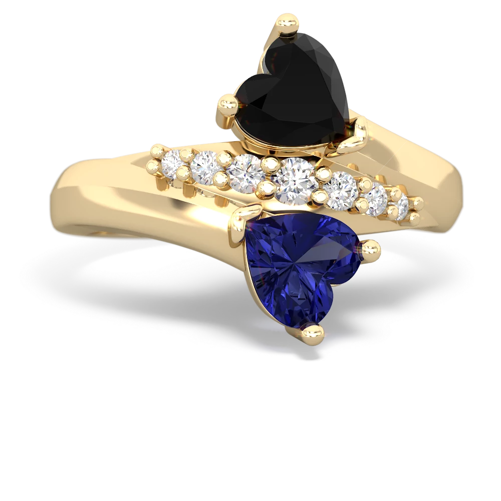 Onyx Heart To Heart 14K Yellow Gold ring R2064