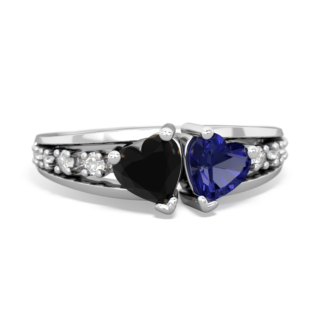 Onyx Heart To Heart 14K White Gold ring R3342