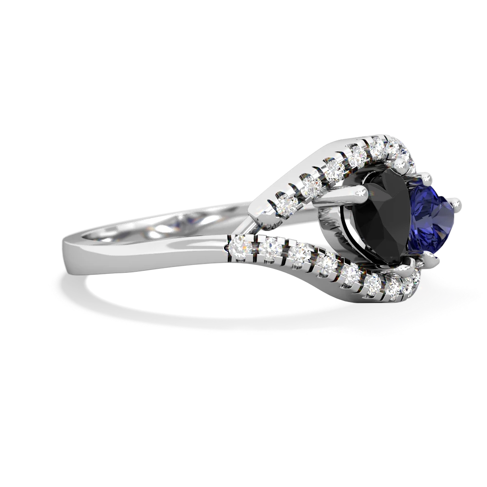 Onyx Mother And Child 14K White Gold ring R3010