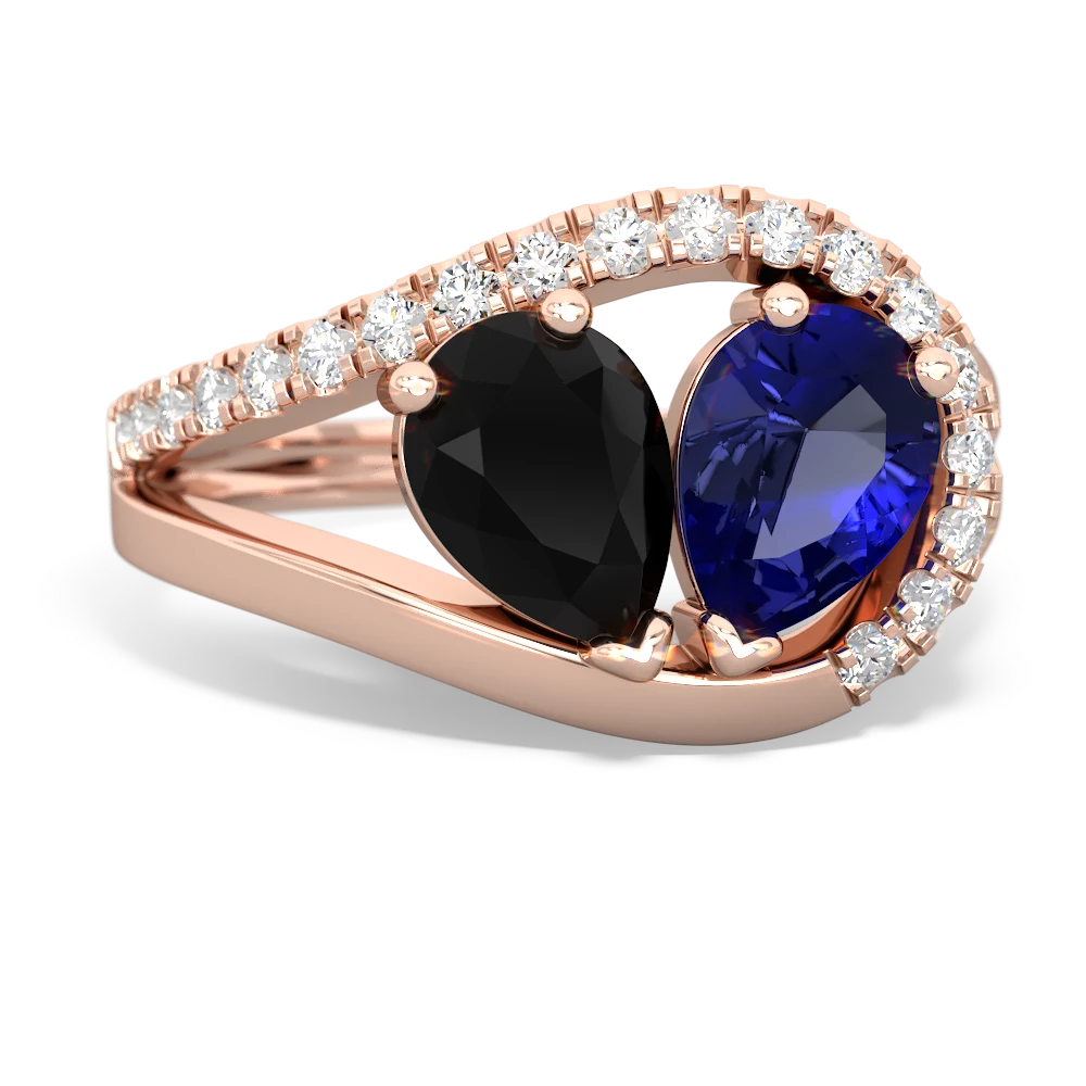 Onyx Nestled Heart Keepsake 14K Rose Gold ring R5650