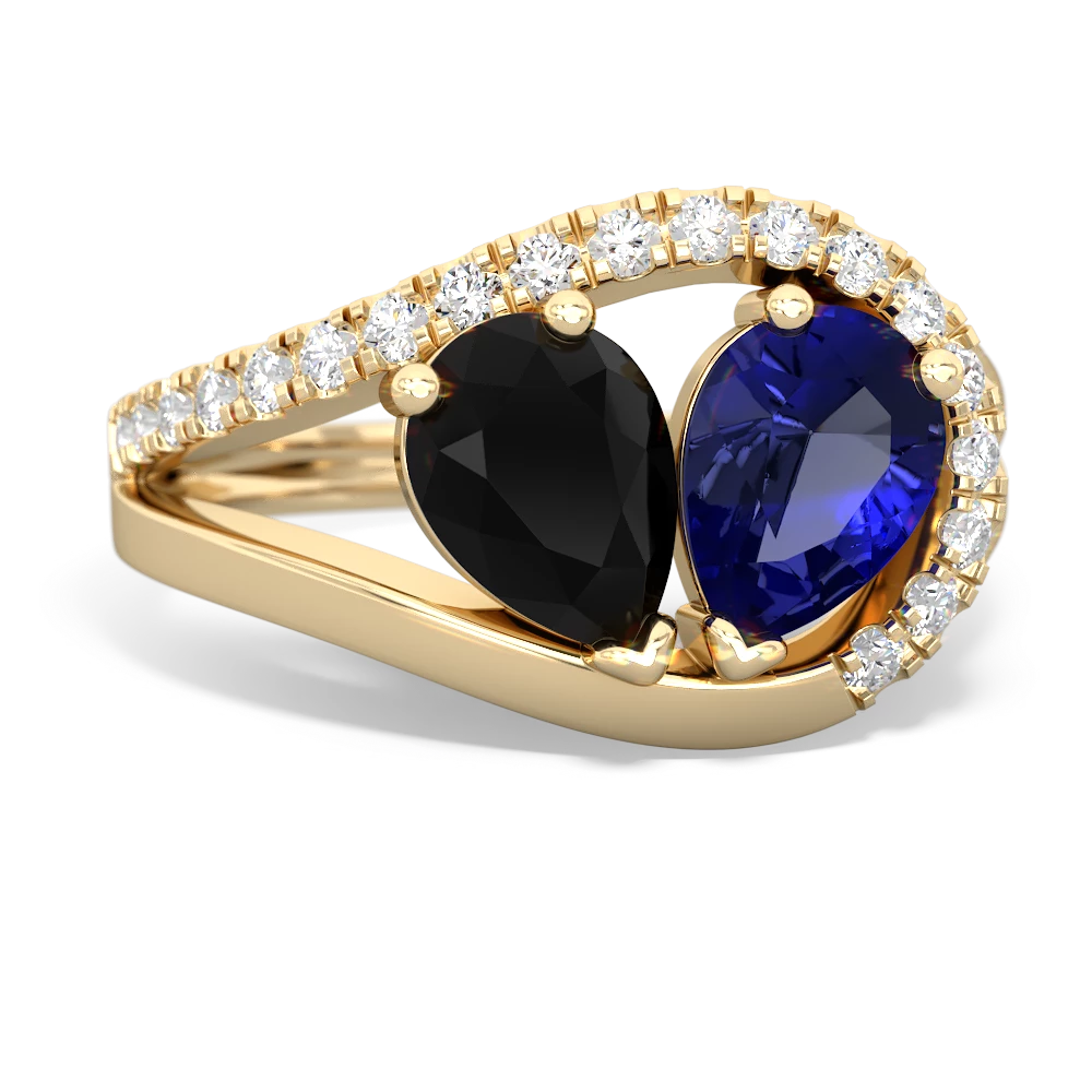 Onyx Nestled Heart Keepsake 14K Yellow Gold ring R5650