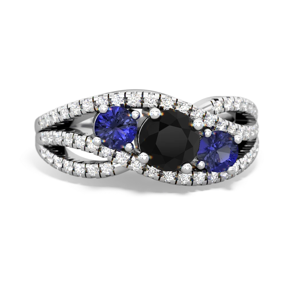 Onyx Three Stone Aurora 14K White Gold ring R3080