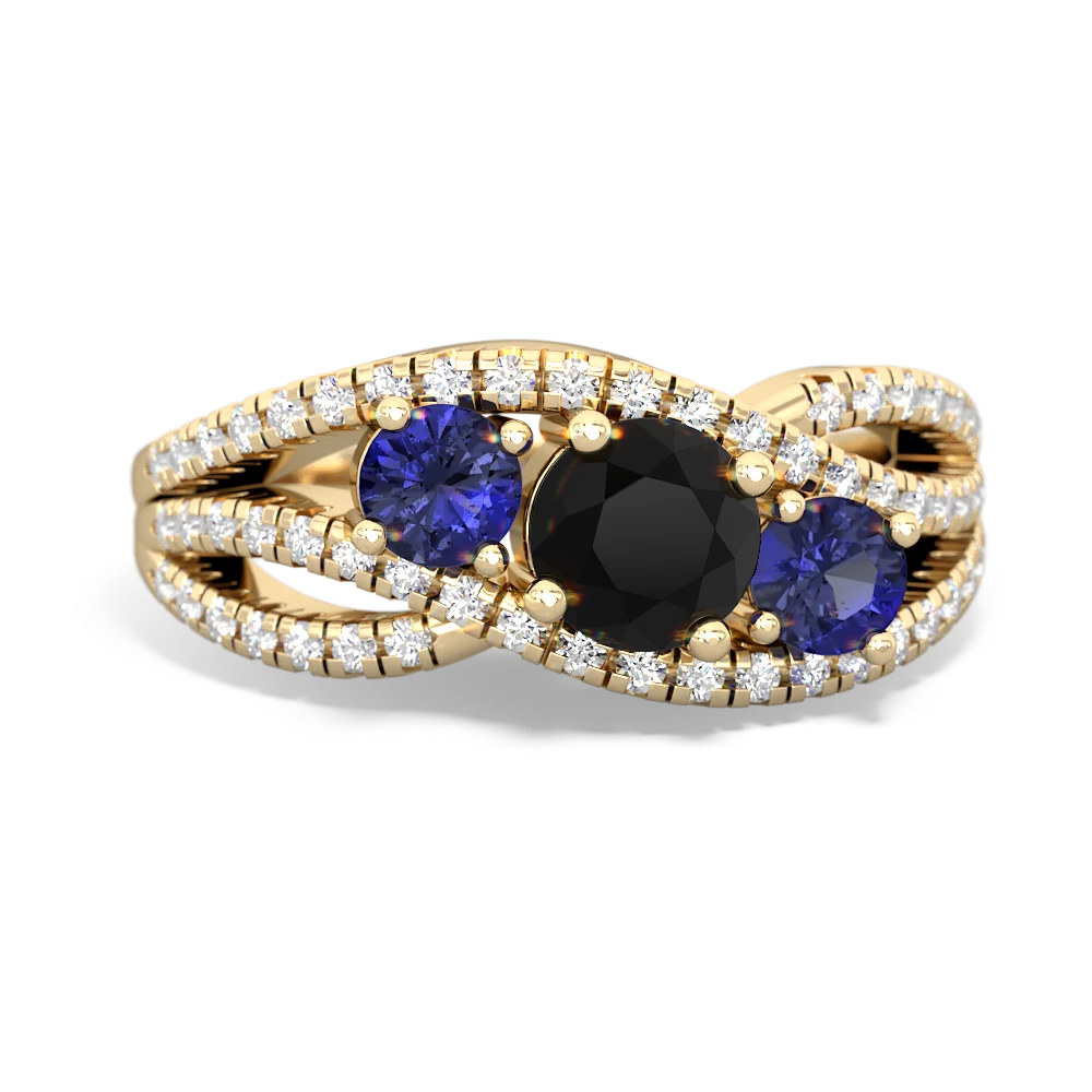 Onyx Three Stone Aurora 14K Yellow Gold ring R3080