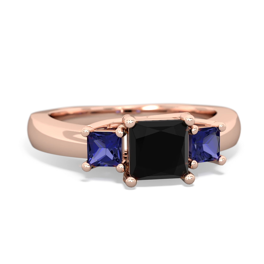 Onyx Three Stone Trellis 14K Rose Gold ring R4015