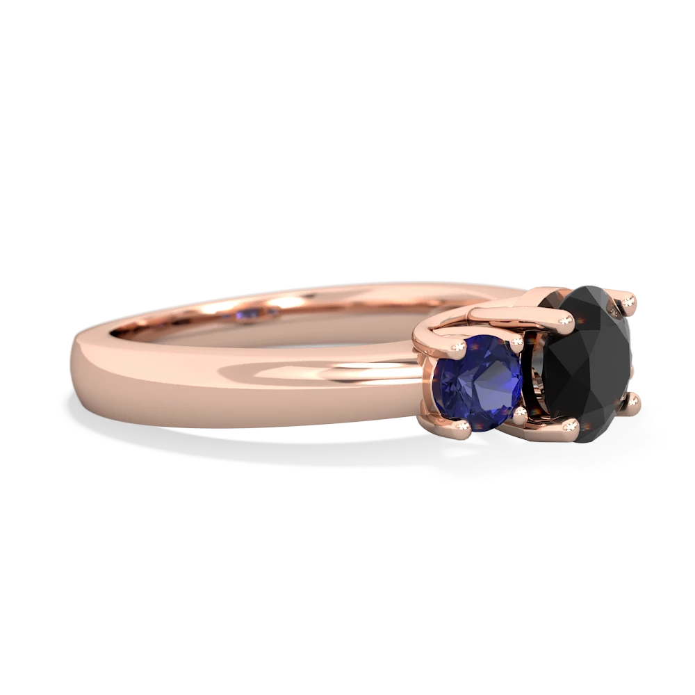 Onyx Three Stone Round Trellis 14K Rose Gold ring R4018