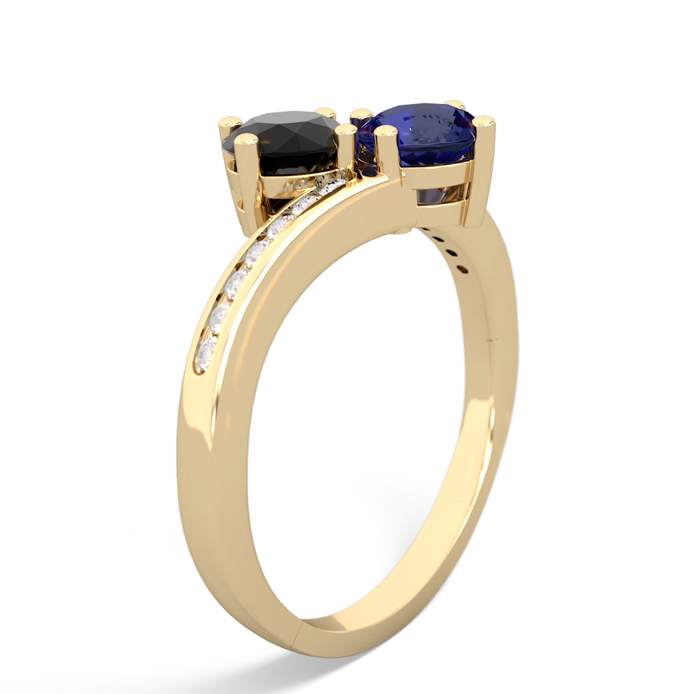 Onyx Channel Set Two Stone 14K Yellow Gold ring R5303