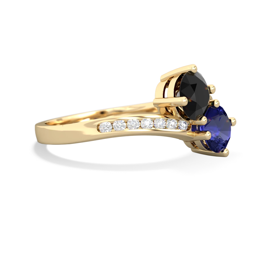 Onyx Channel Set Two Stone 14K Yellow Gold ring R5303