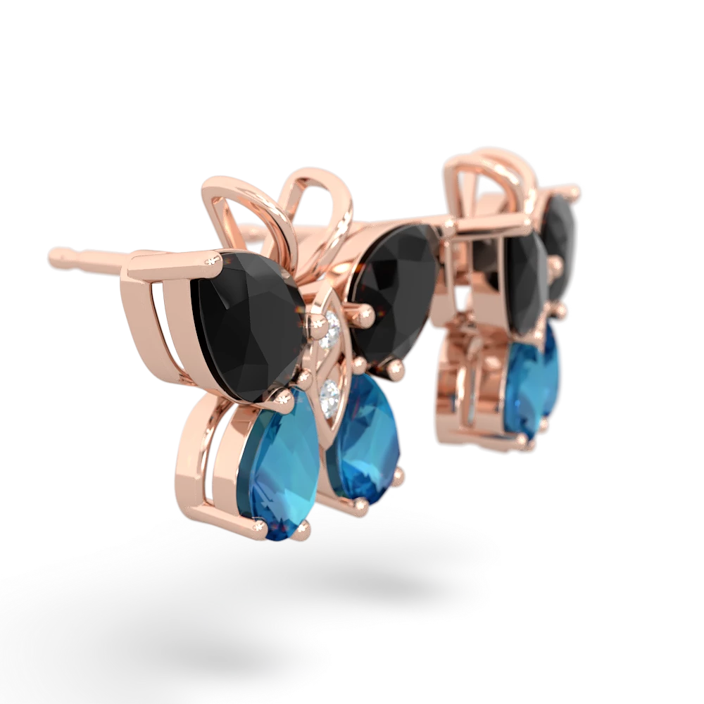 Onyx Butterfly 14K Rose Gold earrings E2215