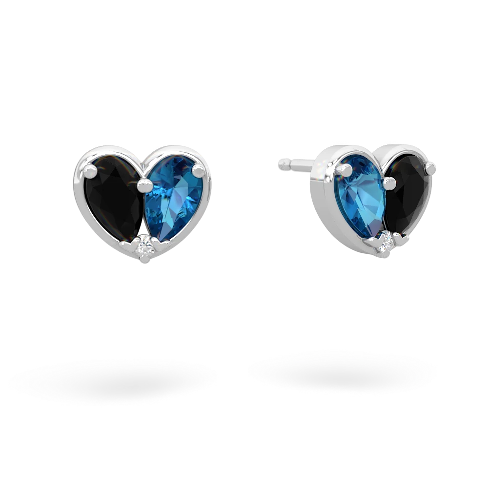 Onyx 'Our Heart' 14K White Gold earrings E5072