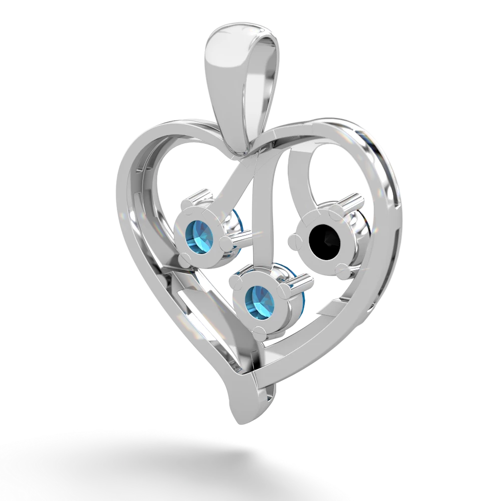 Onyx Glowing Heart 14K White Gold pendant P2233