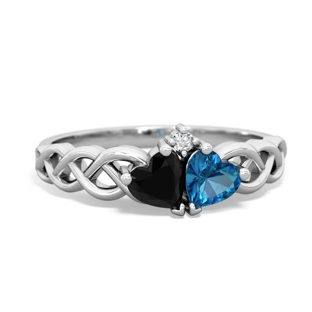 Onyx Heart To Heart Braid 14K White Gold ring R5870