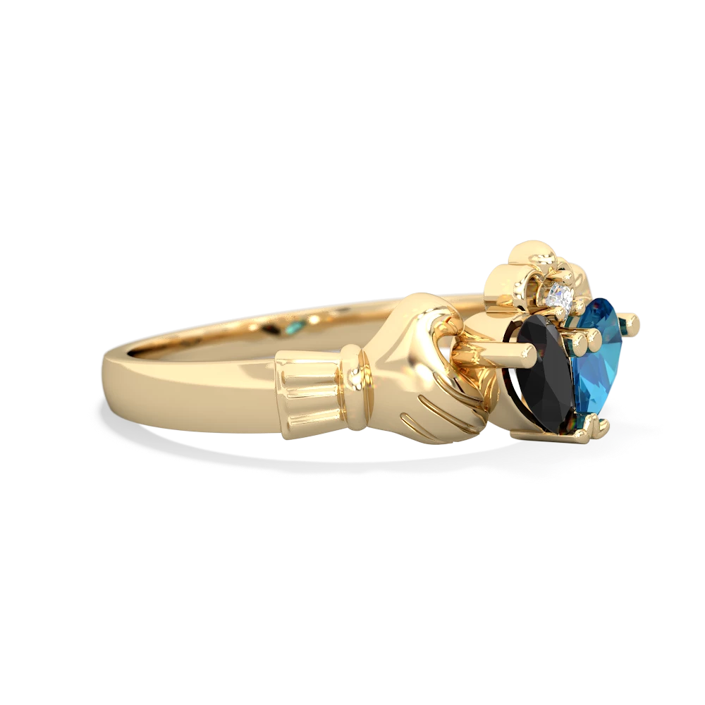 Onyx 'Our Heart' Claddagh 14K Yellow Gold ring R2388