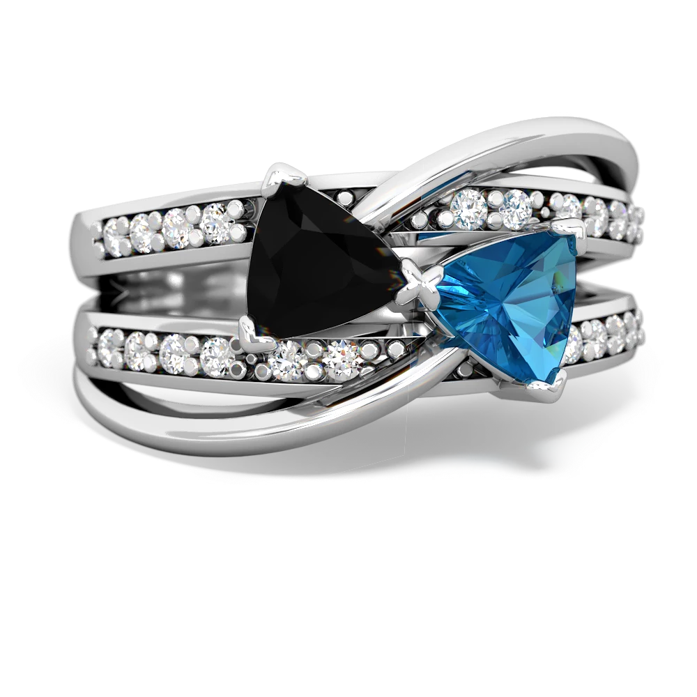 Onyx Bowtie 14K White Gold ring R2360