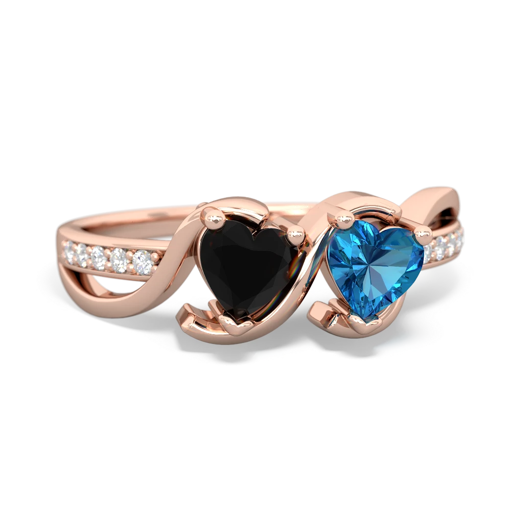 Onyx Side By Side 14K Rose Gold ring R3090