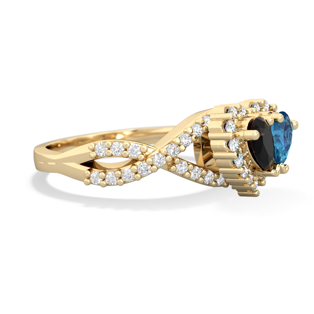 Onyx Diamond Twist 'One Heart' 14K Yellow Gold ring R2640HRT