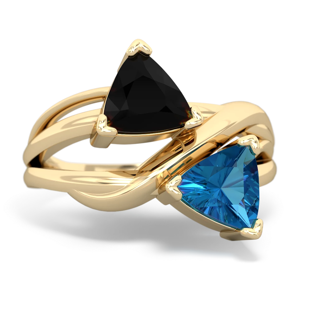 Onyx Split Band Swirl 14K Yellow Gold ring R2341