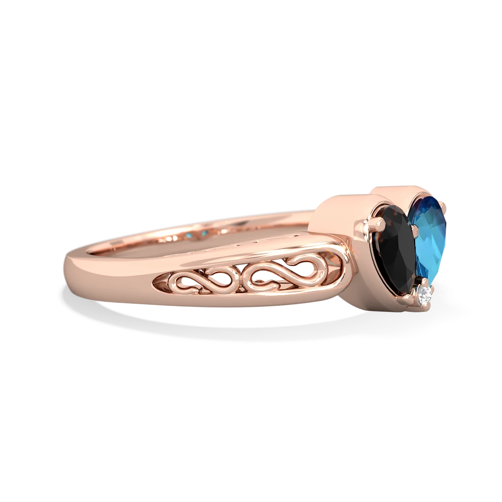 Onyx Filligree 'One Heart' 14K Rose Gold ring R5070