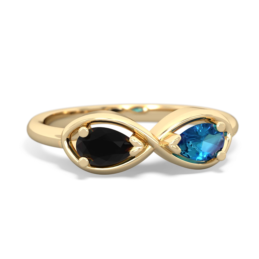 Onyx Infinity 14K Yellow Gold ring R5050