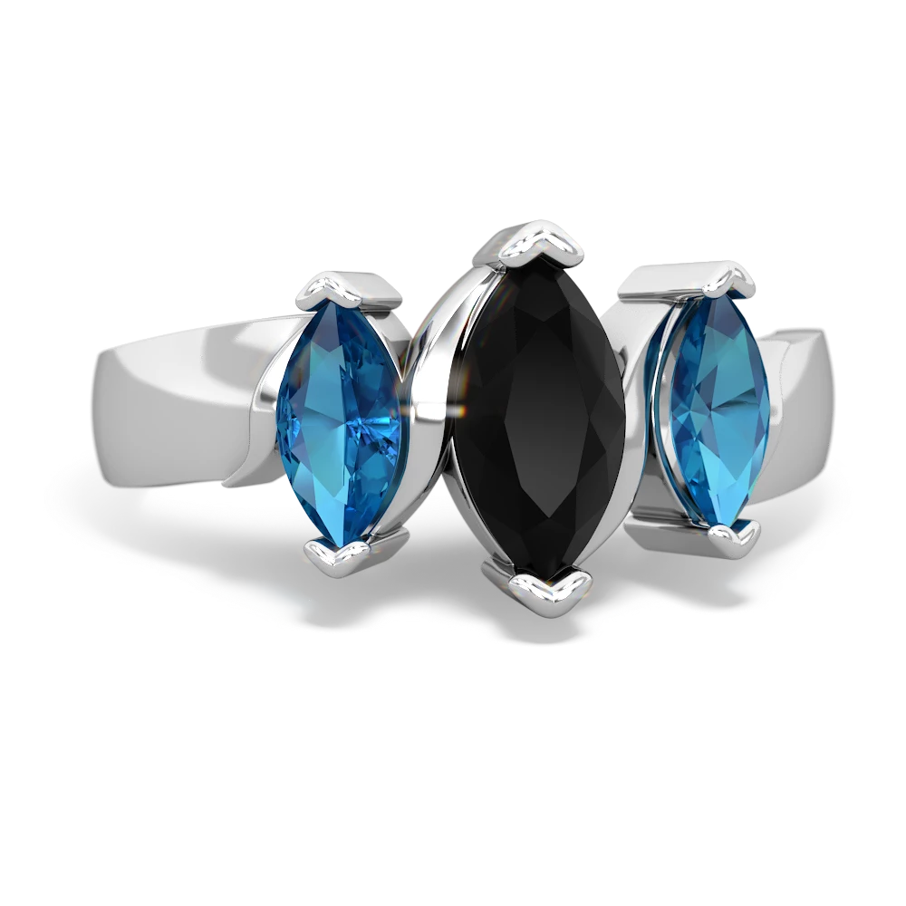 Onyx Three Peeks 14K White Gold ring R2433