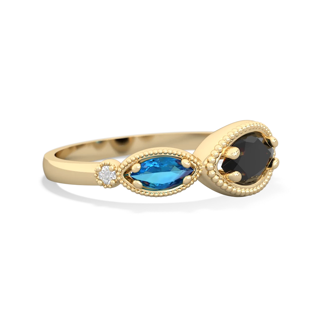 Onyx Milgrain Marquise 14K Yellow Gold ring R5700