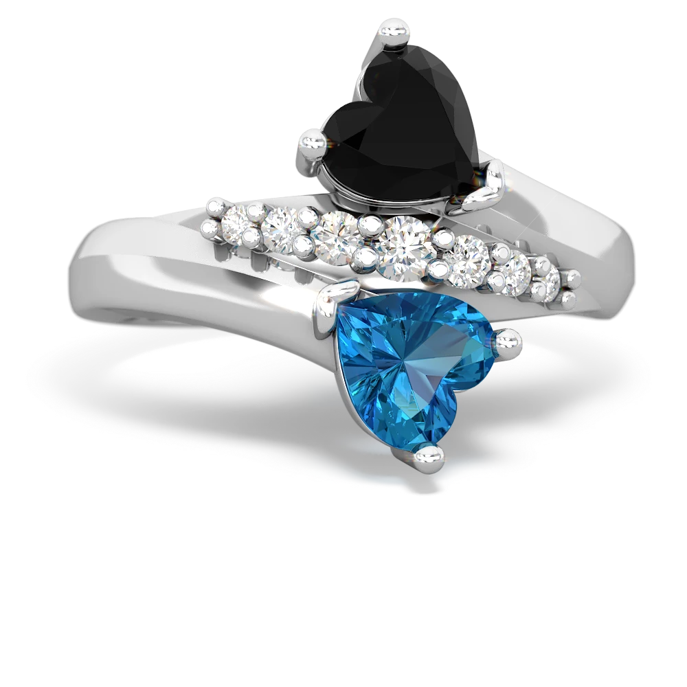 Onyx Heart To Heart 14K White Gold ring R2064