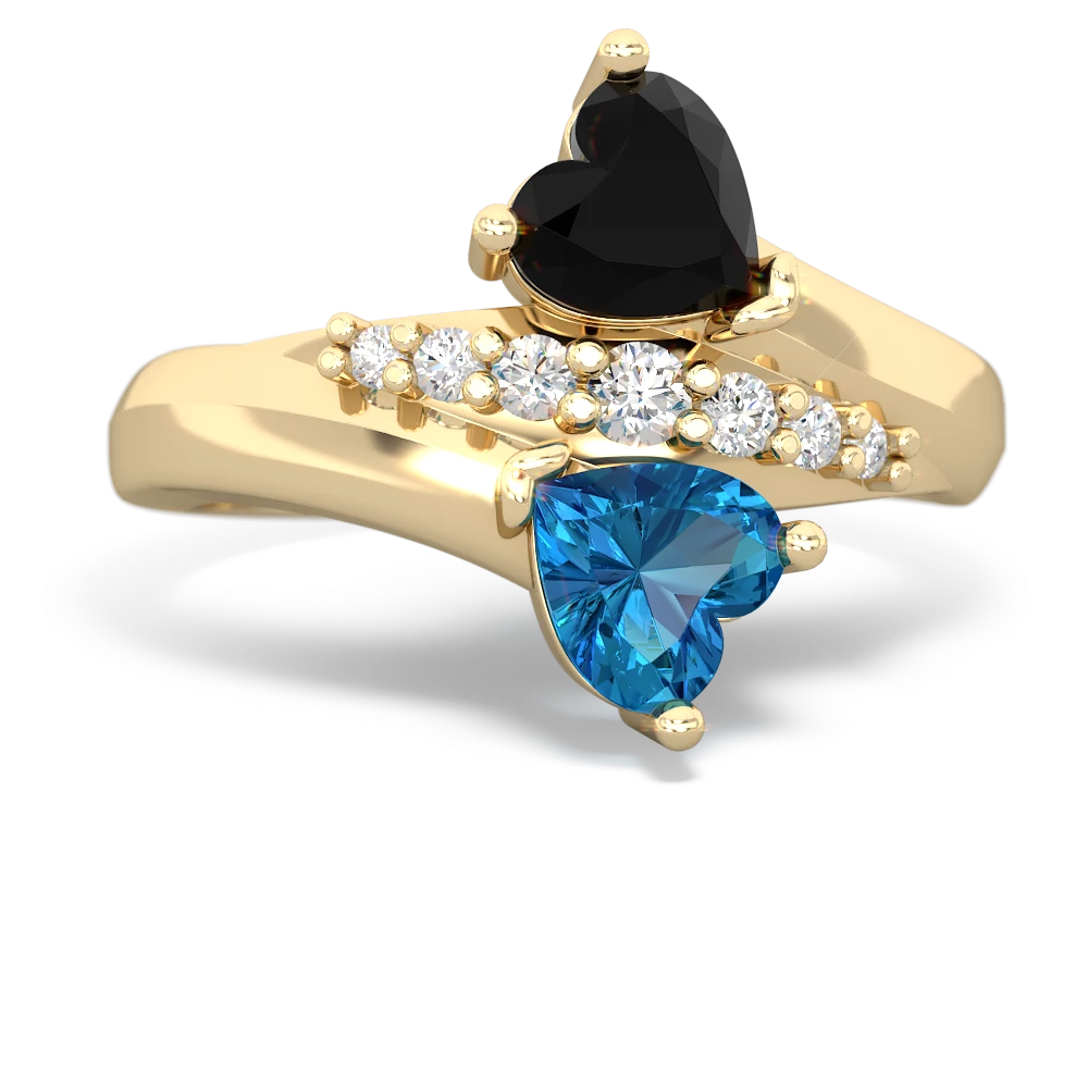 Onyx Heart To Heart 14K Yellow Gold ring R2064