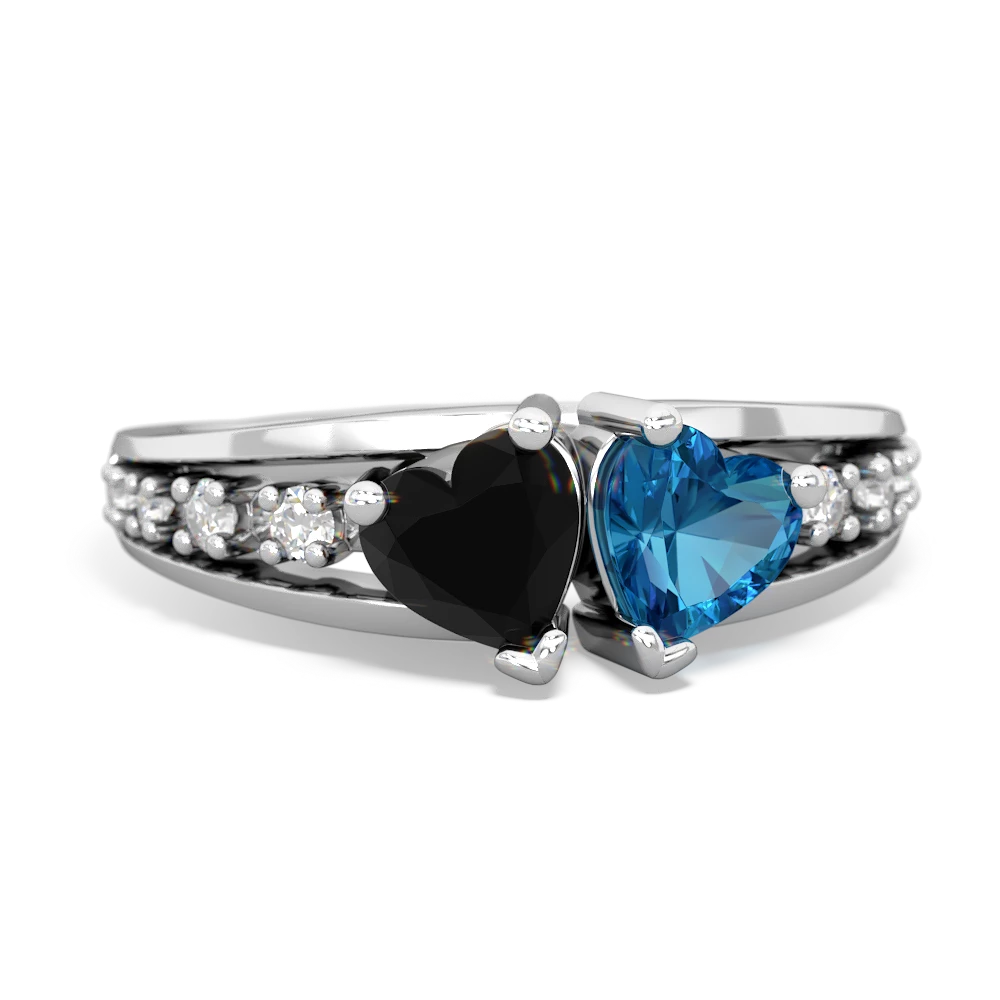 Onyx Heart To Heart 14K White Gold ring R3342