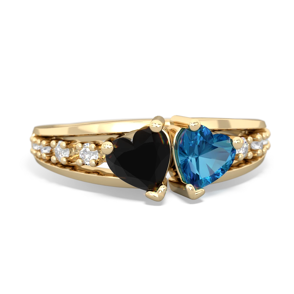 Onyx Heart To Heart 14K Yellow Gold ring R3342