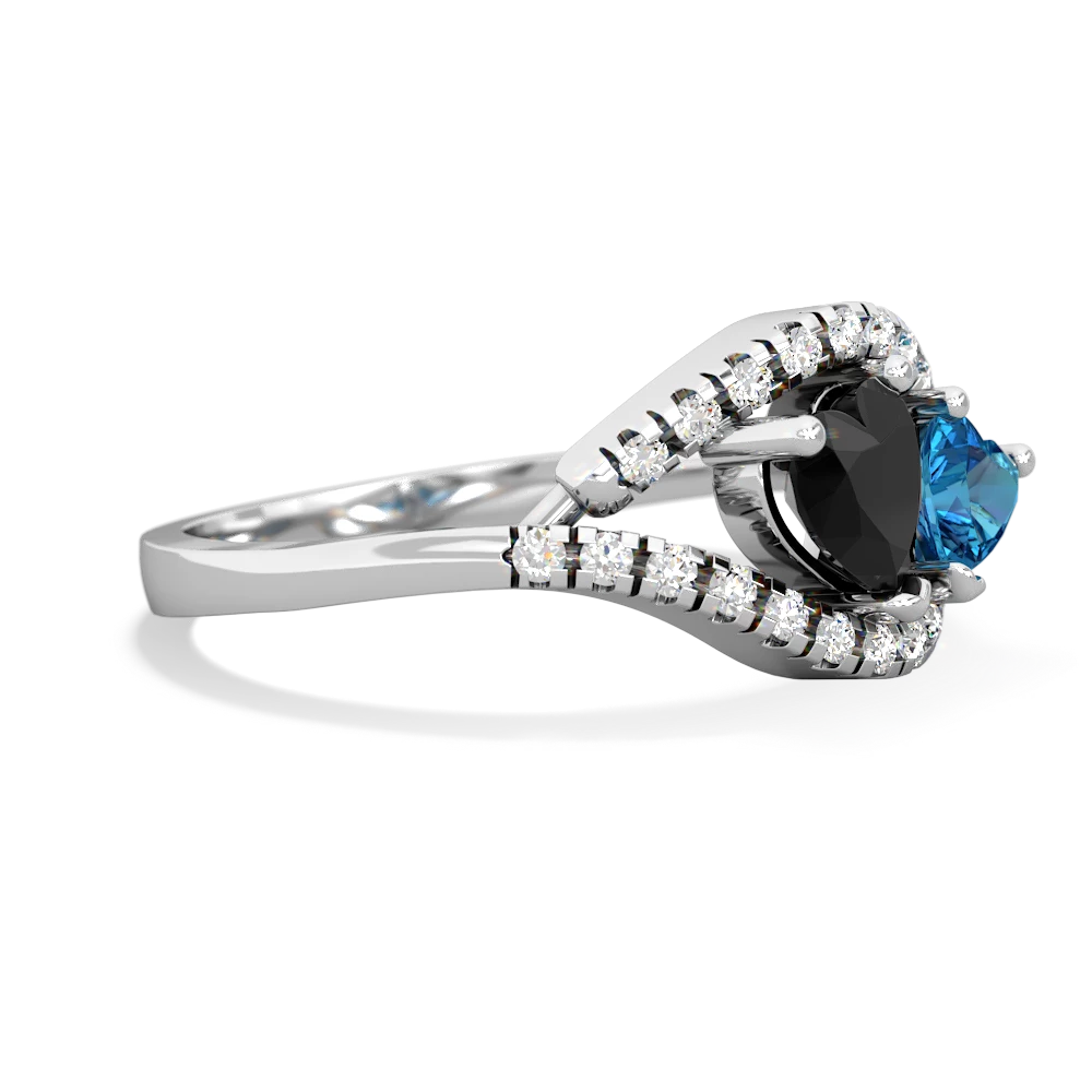 Onyx Mother And Child 14K White Gold ring R3010