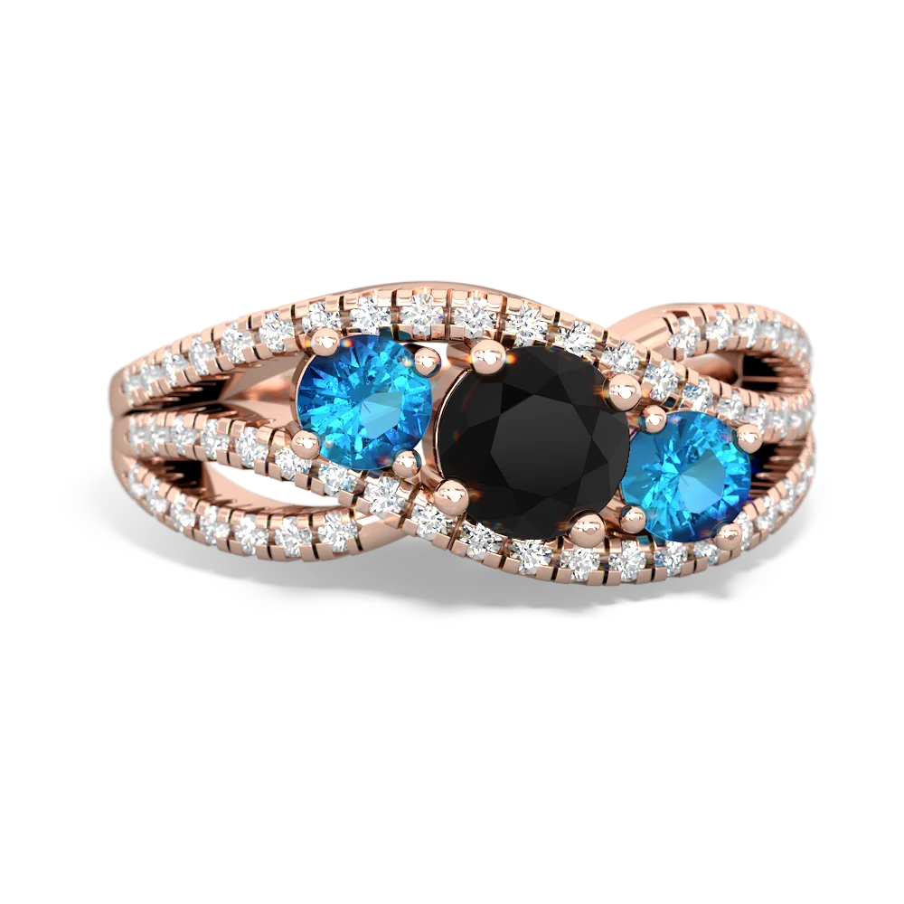 Onyx Three Stone Aurora 14K Rose Gold ring R3080