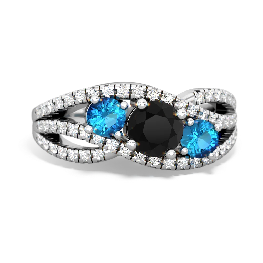 Onyx Three Stone Aurora 14K White Gold ring R3080