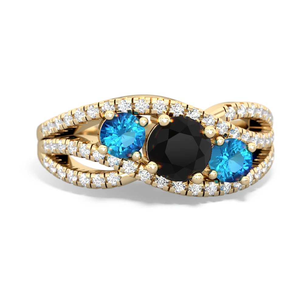 Onyx Three Stone Aurora 14K Yellow Gold ring R3080