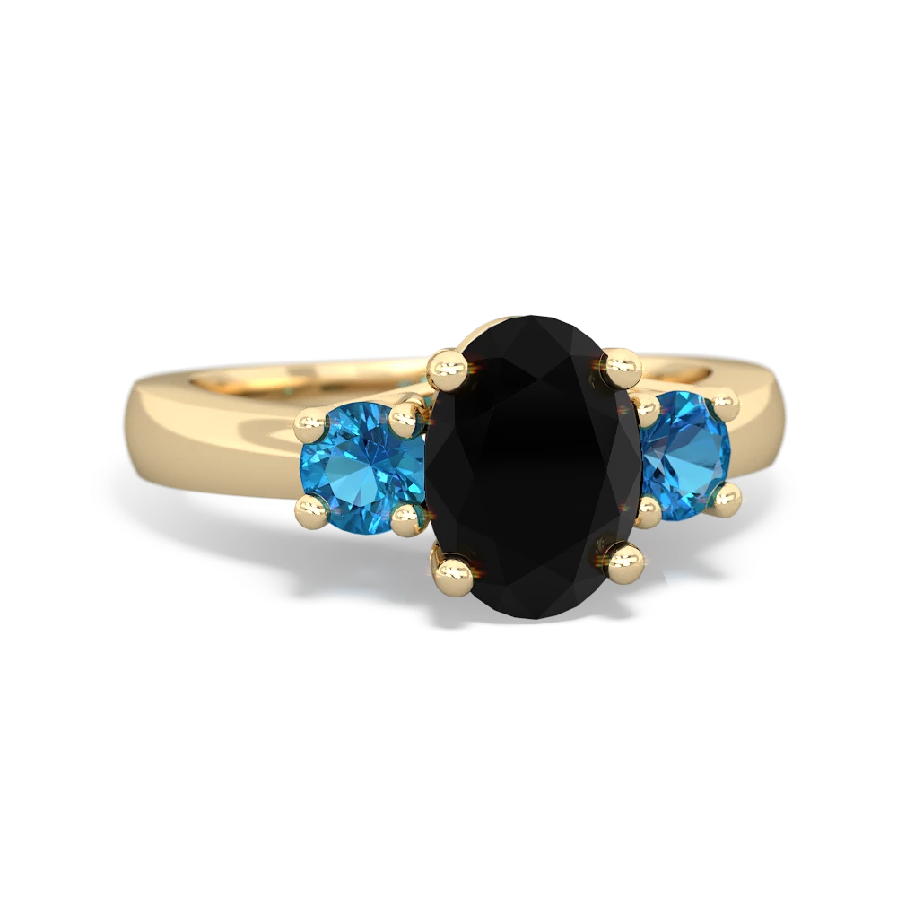 Onyx Three Stone Oval Trellis 14K Yellow Gold ring R4024